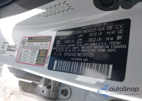 2021 Kia Rio Lx from USA, damaged, VIN 3KPA24AD7ME393726